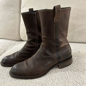 Johnston & Murphy Mens Dark Brown Leather Zip Up Boot Size 11M